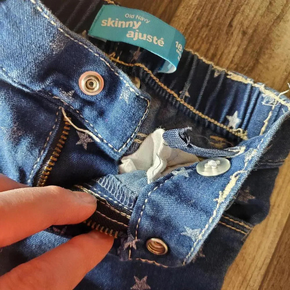 Old Navy Blue Medium Wash Skinny Jeggings Jeans Toddler Girl Size 18M Stars - Picture 5 of 15